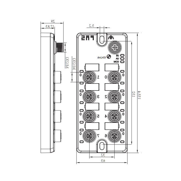 M12接口、IO-Link Hub、8AI，0-10V DC 电压模拟量模块、00BB16